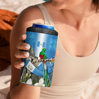 Guatemala Quetzal And Mayan Ruins 4 in 1 Can Cooler Tumbler Patriotic National Symbols White Orchid Flag