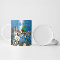 Guatemala Quetzal And Mayan Ruins Ceramic Mug Patriotic National Symbols White Orchid Flag