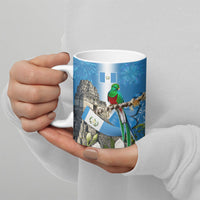 Guatemala Quetzal And Mayan Ruins Ceramic Mug Patriotic National Symbols White Orchid Flag