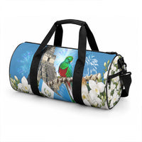 Guatemala Quetzal And Mayan Ruins Duffle Bag Patriotic National Symbols White Orchid Flag