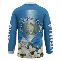 Guatemala Quetzal And Mayan Ruins Hockey Jersey Patriotic National Symbols White Orchid Flag