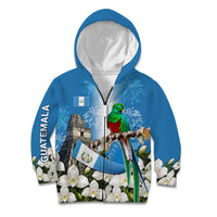 Guatemala Quetzal And Mayan Ruins Kid Hoodie Patriotic National Symbols White Orchid Flag