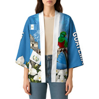Guatemala Quetzal And Mayan Ruins Kimono Patriotic National Symbols White Orchid Flag