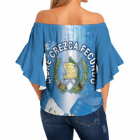 Guatemala Quetzal And Mayan Ruins Off Shoulder Wrap Waist Top Patriotic National Symbols White Orchid Flag