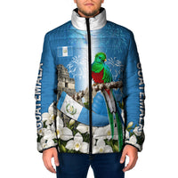 Guatemala Quetzal And Mayan Ruins Padded Jacket Patriotic National Symbols White Orchid Flag