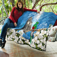 Guatemala Quetzal And Mayan Ruins Quilt Patriotic National Symbols White Orchid Flag