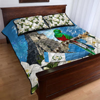 Guatemala Quetzal And Mayan Ruins Quilt Bed Set Patriotic National Symbols White Orchid Flag