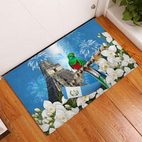 Guatemala Quetzal And Mayan Ruins Rubber Doormat Patriotic National Symbols White Orchid Flag
