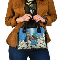 Guatemala Quetzal And Mayan Ruins Shoulder Handbag Patriotic National Symbols White Orchid Flag
