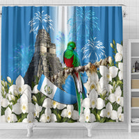 Guatemala Quetzal And Mayan Ruins Shower Curtain Patriotic National Symbols White Orchid Flag