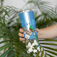 Guatemala Quetzal And Mayan Ruins Skinny Tumbler Patriotic National Symbols White Orchid Flag