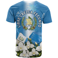 Guatemala Quetzal And Mayan Ruins T Shirt Patriotic National Symbols White Orchid Flag