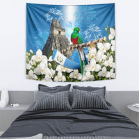 Guatemala Quetzal And Mayan Ruins Tapestry Patriotic National Symbols White Orchid Flag