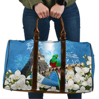 Guatemala Quetzal And Mayan Ruins Travel Bag Patriotic National Symbols White Orchid Flag