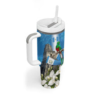 Guatemala Quetzal And Mayan Ruins Tumbler With Handle Patriotic National Symbols White Orchid Flag