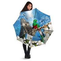 Guatemala Quetzal And Mayan Ruins Umbrella Patriotic National Symbols White Orchid Flag