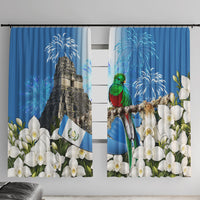 Guatemala Quetzal And Mayan Ruins Window Curtain Patriotic National Symbols White Orchid Flag