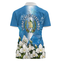 Guatemala Quetzal And Mayan Ruins Women Polo Shirt Patriotic National Symbols White Orchid Flag