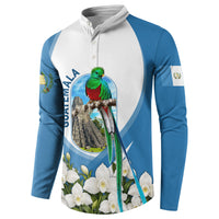 Guatemala Button Sweatshirt Quetzal Mayan Ruins Orchid Flag