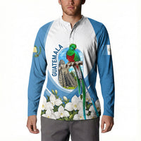Guatemala Button Sweatshirt Quetzal Mayan Ruins Orchid Flag