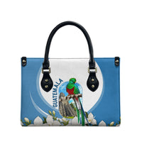 Guatemala Leather Bag Quetzal Mayan Ruins Orchid Flag