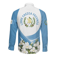 Guatemala Long Sleeve Button Shirt Quetzal Mayan Ruins Orchid Flag