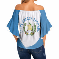 Guatemala Off Shoulder Wrap Waist Top Quetzal Mayan Ruins Orchid Flag