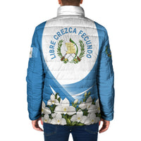 Guatemala Padded Jacket Quetzal Mayan Ruins Orchid Flag