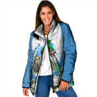 Guatemala Padded Jacket Quetzal Mayan Ruins Orchid Flag