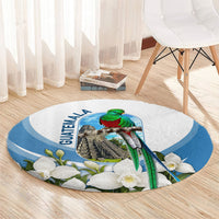 Guatemala Round Carpet Quetzal Mayan Ruins Orchid Flag