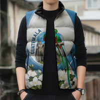 Guatemala Sleeveless Puffer Jacket Quetzal Mayan Ruins Orchid Flag