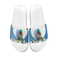 Guatemala Slide Sandals Quetzal Mayan Ruins Orchid Flag