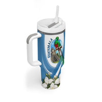 Guatemala Tumbler With Handle Quetzal Mayan Ruins Orchid Flag