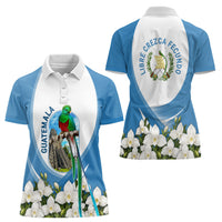 Guatemala Women Polo Shirt Quetzal Mayan Ruins Orchid Flag