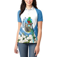Guatemala Women Polo Shirt Quetzal Mayan Ruins Orchid Flag