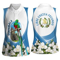 Guatemala Women Sleeveless Polo Shirt Quetzal Mayan Ruins Orchid Flag