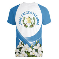 Guatemala Women V-Neck T-Shirt Quetzal Mayan Ruins Orchid Flag