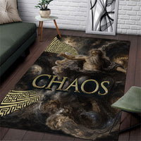 Greek God Of Chaos Area Rug Cosmic Nebula Classical Art Greek Key Pattern