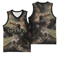 Greek God Of Chaos Basketball Jersey Cosmic Nebula Classical Art Greek Key Pattern