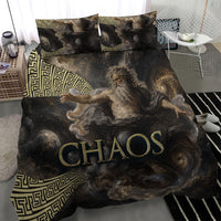 Greek God Of Chaos Bedding Set Cosmic Nebula Classical Art Greek Key Pattern