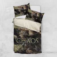 Greek God Of Chaos Bedding Set Cosmic Nebula Classical Art Greek Key Pattern