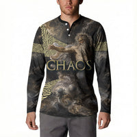Greek God Of Chaos Button Sweatshirt Cosmic Nebula Classical Art Greek Key Pattern