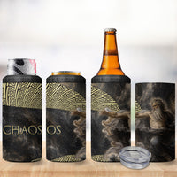 Greek God Of Chaos 4 in 1 Can Cooler Tumbler Cosmic Nebula Classical Art Greek Key Pattern