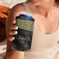 Greek God Of Chaos 4 in 1 Can Cooler Tumbler Cosmic Nebula Classical Art Greek Key Pattern