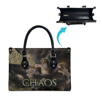 Greek God Of Chaos Leather Bag Cosmic Nebula Classical Art Greek Key Pattern
