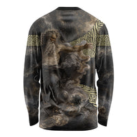 Greek God Of Chaos Long Sleeve Shirt Cosmic Nebula Classical Art Greek Key Pattern