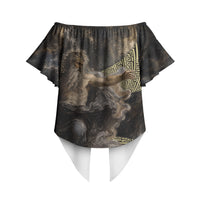Greek God Of Chaos Off Shoulder Wrap Waist Top Cosmic Nebula Classical Art Greek Key Pattern