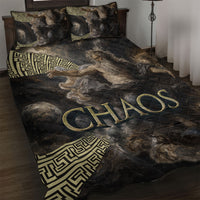 Greek God Of Chaos Quilt Bed Set Cosmic Nebula Classical Art Greek Key Pattern