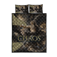 Greek God Of Chaos Quilt Bed Set Cosmic Nebula Classical Art Greek Key Pattern