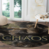 Greek God Of Chaos Round Carpet Cosmic Nebula Classical Art Greek Key Pattern